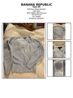 Banana Republic XS Light Blue Faux Wrap Knit Sweater